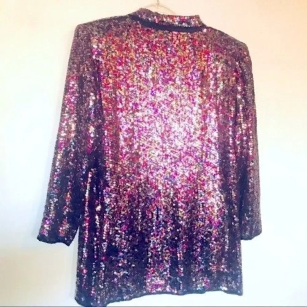 Vintage Neiman Marcus séquense blazer size Small 100% silk BoxC